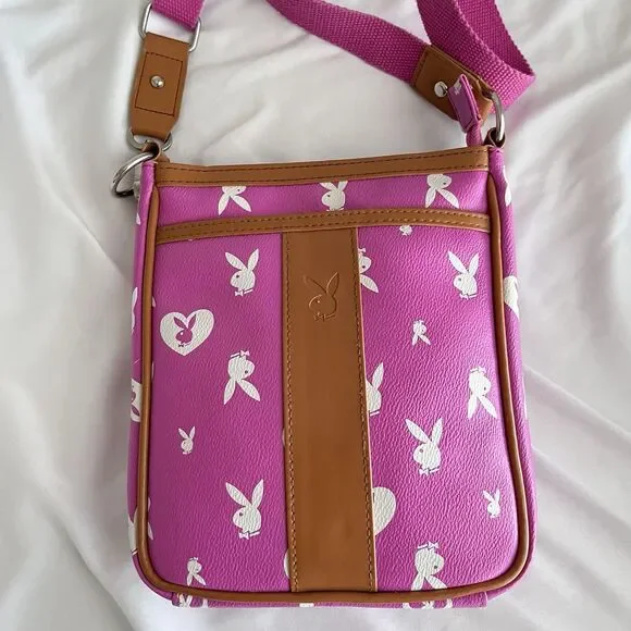 Playboy Y2K Monogram Shoulder Bag Baby Pink & White Rare Adjustable Strap - Picture 2 of 10